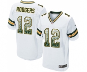 Men's Green Bay Packers #12 Aaron Rodgers Elite White Road Drift Fashion Football Jersey