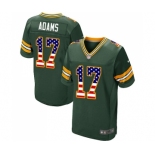 Men's Green Bay Packers #17 Davante Adams Elite Green Home USA Flag Fashion Football Jersey