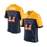 Men's Green Bay Packers #17 Davante Adams Elite Navy Blue Alternate USA Flag Fashion Football Jersey