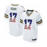 Men's Green Bay Packers #17 Davante Adams Elite White Road USA Flag Fashion Football Jersey