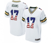 Men's Green Bay Packers #17 Davante Adams Elite White Road USA Flag Fashion Football Jersey