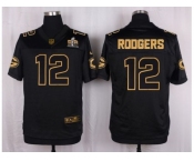 Nike Green Bay Packers #12 Aaron Rodgers Black Pro Line Gold Collection Jersey[Elite]