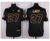 Nike Green Bay Packers #27 Eddie Lacy Black Pro Line Gold Collection Jersey[Elite]