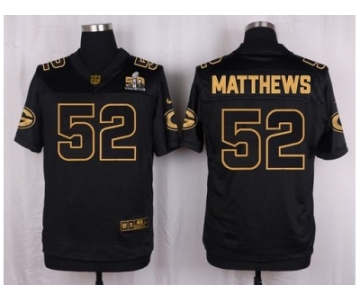 Nike Green Bay Packers #52 Clay Matthews Black Pro Line Gold Collection Jersey[Elite]