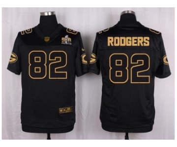 Nike Green Bay Packers #82 Richard Rodgers Black Pro Line Gold Collection Jersey[Elite]