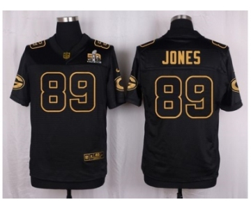 Nike Green Bay Packers #89 James Jones Black Pro Line Gold Collection Jersey[Elite]