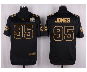 Nike Green Bay Packers #95 Datone Jones Black Pro Line Gold Collection Jersey[Elite]