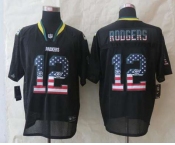 nike nfl jerseys green bay packers #12 aaron rodgers black[Elite USA flag fashion]