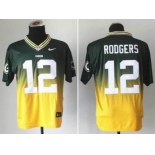 nike nfl jerseys green bay packers #12 aaron rodgers green-yellow[Elite drift fashion][second version]