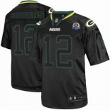 nike nfl jerseys green bay packers #12 rodgers black[Elite lights out 50th Patch]