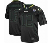 nike nfl jerseys green bay packers #12 rodgers black[Elite lights out 50th Patch]