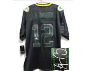 nike nfl jerseys green bay packers #12 rodgers black[Elite lights out signature]