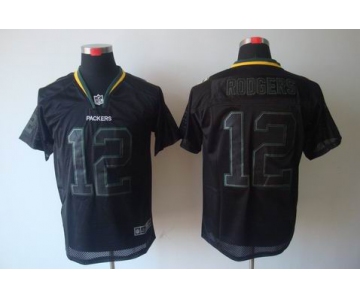 nike nfl jerseys green bay packers #12 rodgers black[Elite lights out]