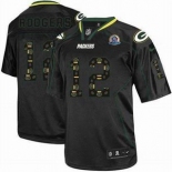 nike nfl jerseys green bay packers #12 rodgers black[Elite united sideline 50th Patch]