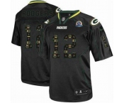 nike nfl jerseys green bay packers #12 rodgers black[Elite united sideline 50th Patch]