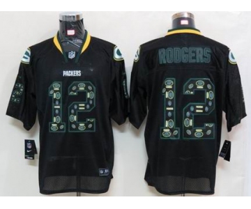 nike nfl jerseys green bay packers #12 rodgers black[Elite united sideline]