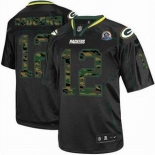 nike nfl jerseys green bay packers #12 rodgers black[camo fashion Elite 50th Patch]