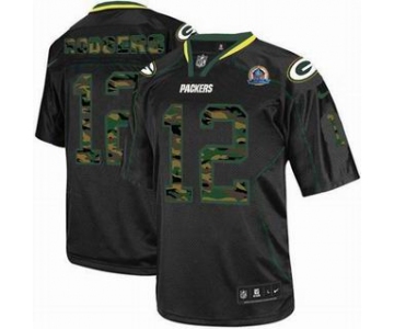 nike nfl jerseys green bay packers #12 rodgers black[camo fashion Elite 50th Patch]