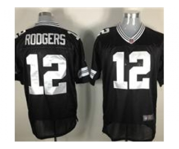 nike nfl jerseys green bay packers #12 rodgers black[elite]