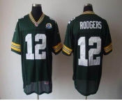 nike nfl jerseys green bay packers #12 rodgers green[Elite 50th Patch]