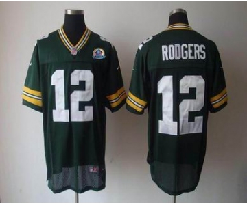 nike nfl jerseys green bay packers #12 rodgers green[Elite 50th Patch]