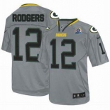 nike nfl jerseys green bay packers #12 rodgers grey[Elite lights out 50th Patch]