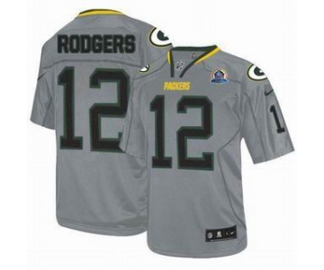 nike nfl jerseys green bay packers #12 rodgers grey[Elite lights out 50th Patch]