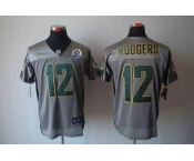 nike nfl jerseys green bay packers #12 rodgers grey[Elite shadow 50th Patch]