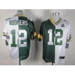 nike nfl jerseys green bay packers #12 rodgers white-green[Elite split 50th Patch]