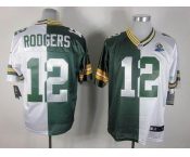 nike nfl jerseys green bay packers #12 rodgers white-green[Elite split 50th Patch]