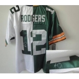 nike nfl jerseys green bay packers #12 rodgers white-green[Elite split signature]