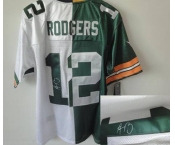 nike nfl jerseys green bay packers #12 rodgers white-green[Elite split signature]