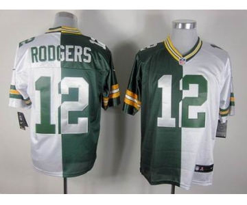 nike nfl jerseys green bay packers #12 rodgers white-green[Elite split]