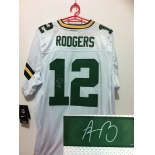 nike nfl jerseys green bay packers #12 rodgers white[Elite signature]