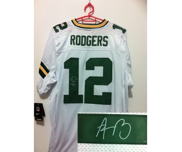 nike nfl jerseys green bay packers #12 rodgers white[Elite signature]