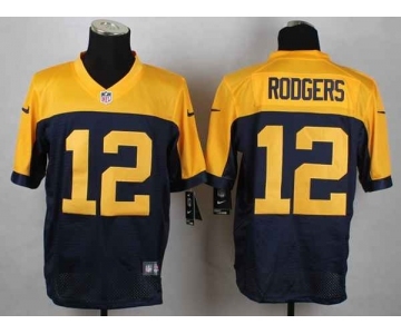 nike nfl jerseys green bay packers #12 rodgers yellow-blue[Elite]