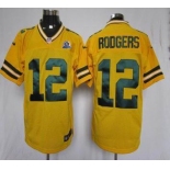 nike nfl jerseys green bay packers #12 rodgers yellow[Elite 50th Patch]