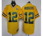 nike nfl jerseys green bay packers #12 rodgers yellow[Elite 50th Patch]