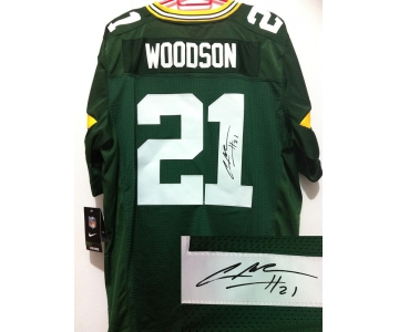 nike nfl jerseys green bay packers #21 woodson green[Elite signature]