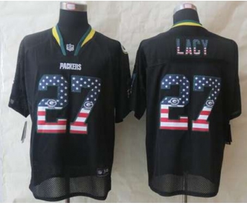 nike nfl jerseys green bay packers #27 lacy black[Elite USA flag fashion]