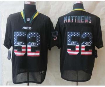 nike nfl jerseys green bay packers #52 clay matthews black[Elite USA flag fashion]