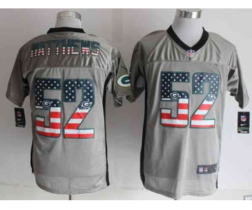 nike nfl jerseys green bay packers #52 clay matthews grey[Elite USA flag fashion shadow]