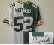 nike nfl jerseys green bay packers #52 matthews white-green[Elite split signature]