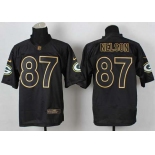 nike nfl jerseys green bay packers #87 jordy nelson black[Elite gold lettering fashion]