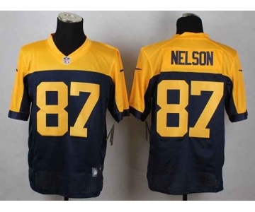 nike nfl jerseys green bay packers #87 jordy nelson yellow-blue[Elite]