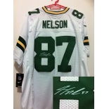 nike nfl jerseys green bay packers #87 nelson white[Elite signature]