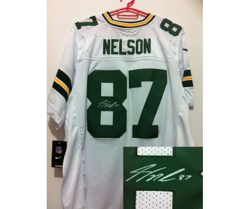 nike nfl jerseys green bay packers #87 nelson white[Elite signature]