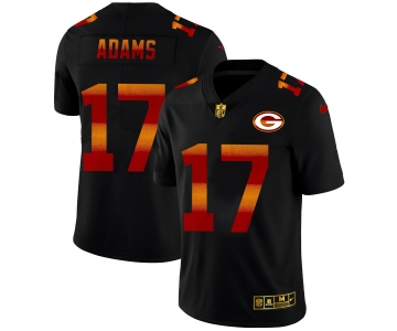 Green Bay Packers #17 Davante Adams Men's Black Nike Red Orange Stripe Vapor Limited NFL Jersey