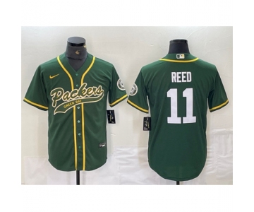 Men Green Bay Packers #11 Jayden Reed Green Cool Base Stitched Baseball Jersey