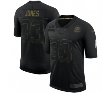 Men Green Bay Packers #33 Aaron Jones Nike 2020 Salute To Service Limited Jersey Black